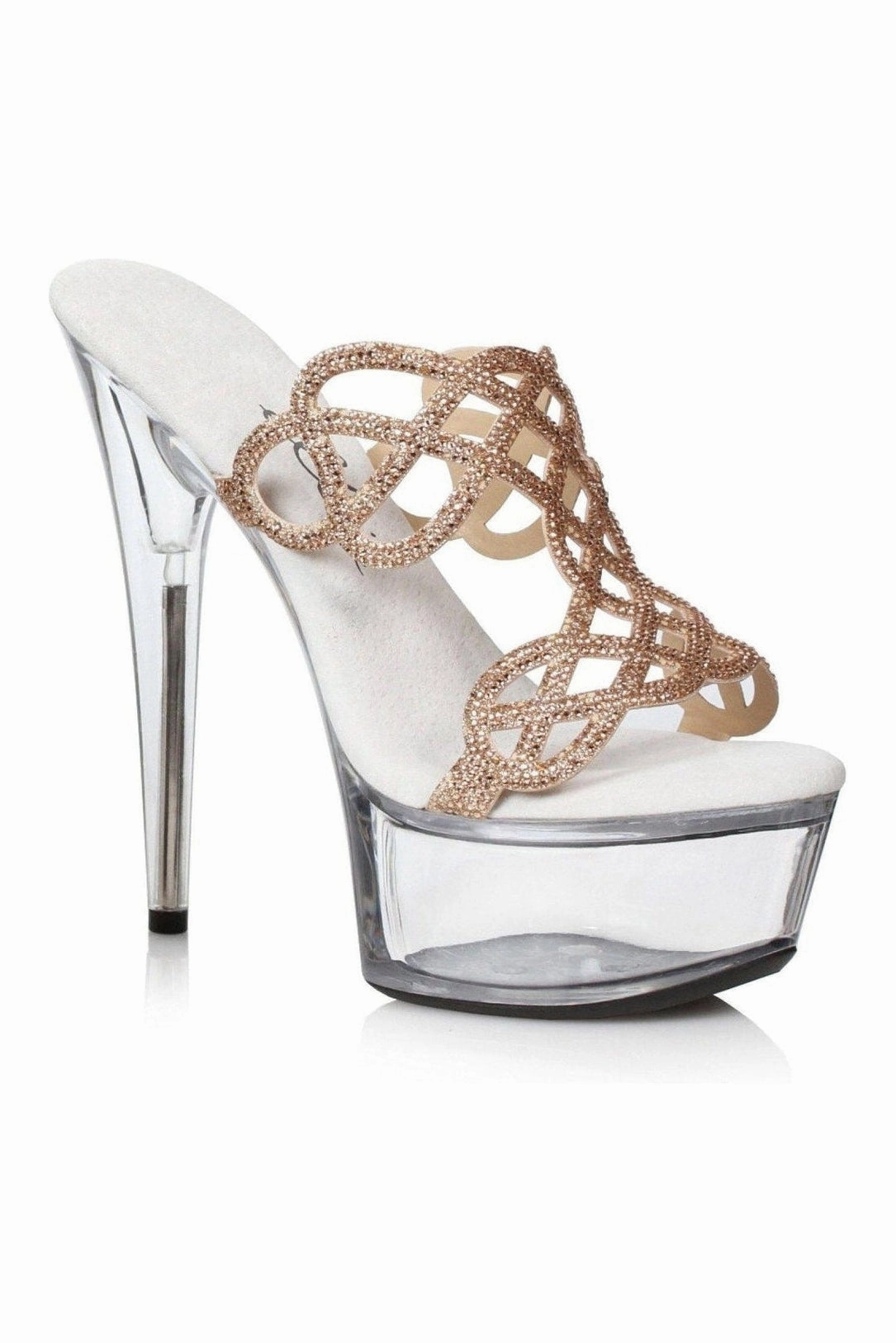 609-SABRINA Stripper Slide | Gold Rhinestones