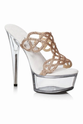 609-SABRINA Stripper Slide | Gold Rhinestones