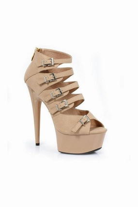 609-UNA Platform Sandal  | Nude Faux Leather