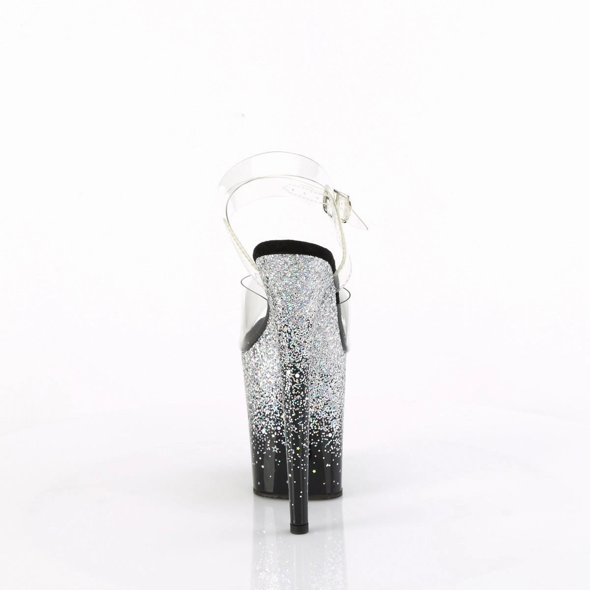 8 Inch Heel FLAMINGO-808SS Clear Silver Glitter