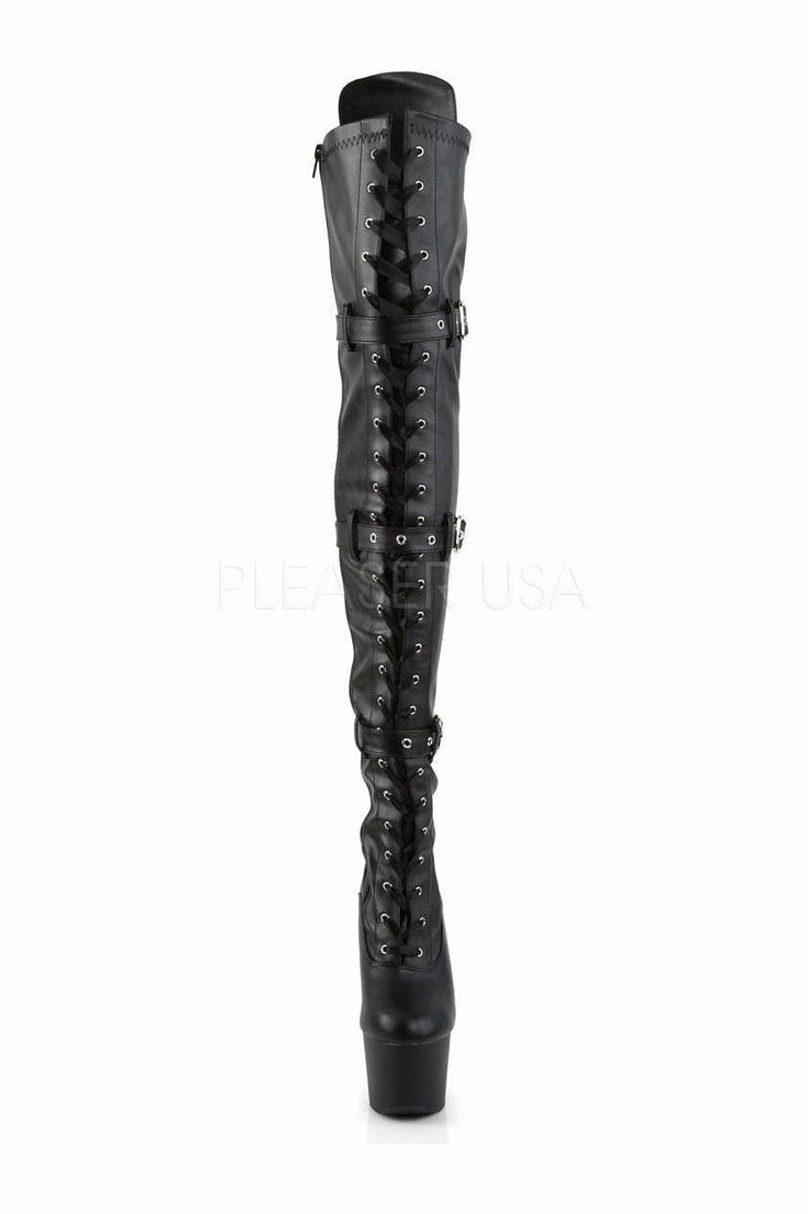 ADORE-3028 Platform Boot  | Black Faux Leather