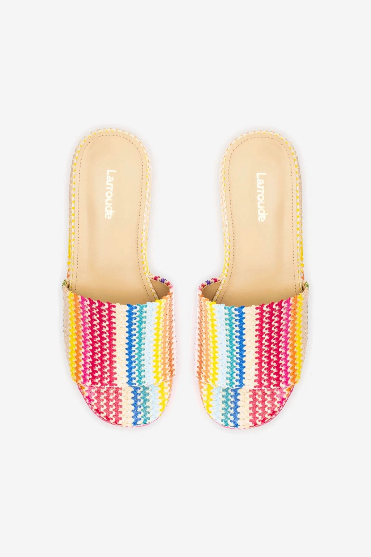 Alex Flatform Mule In Rainbow Raffia