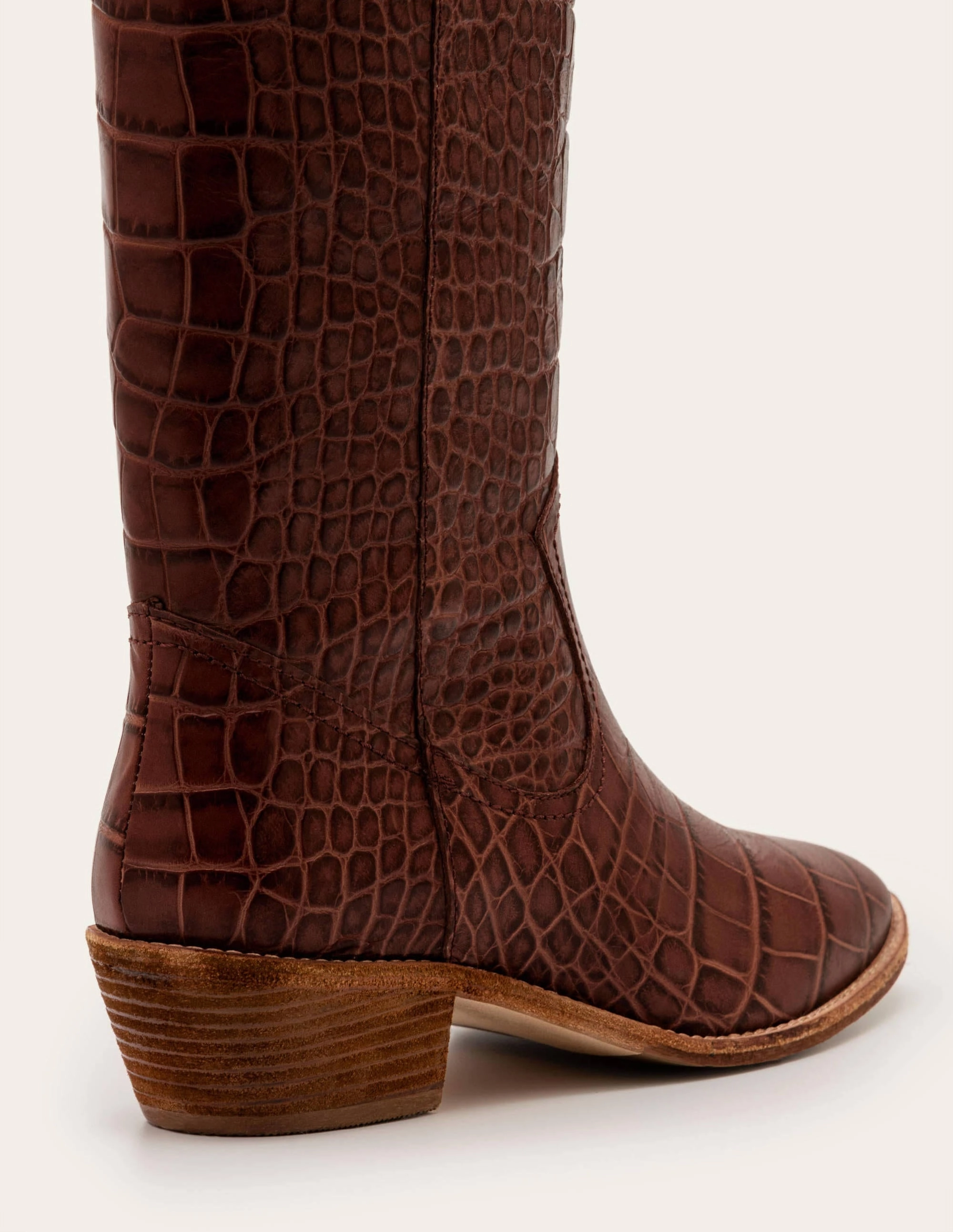 Allendale Knee High Boots-Mahogany Croc