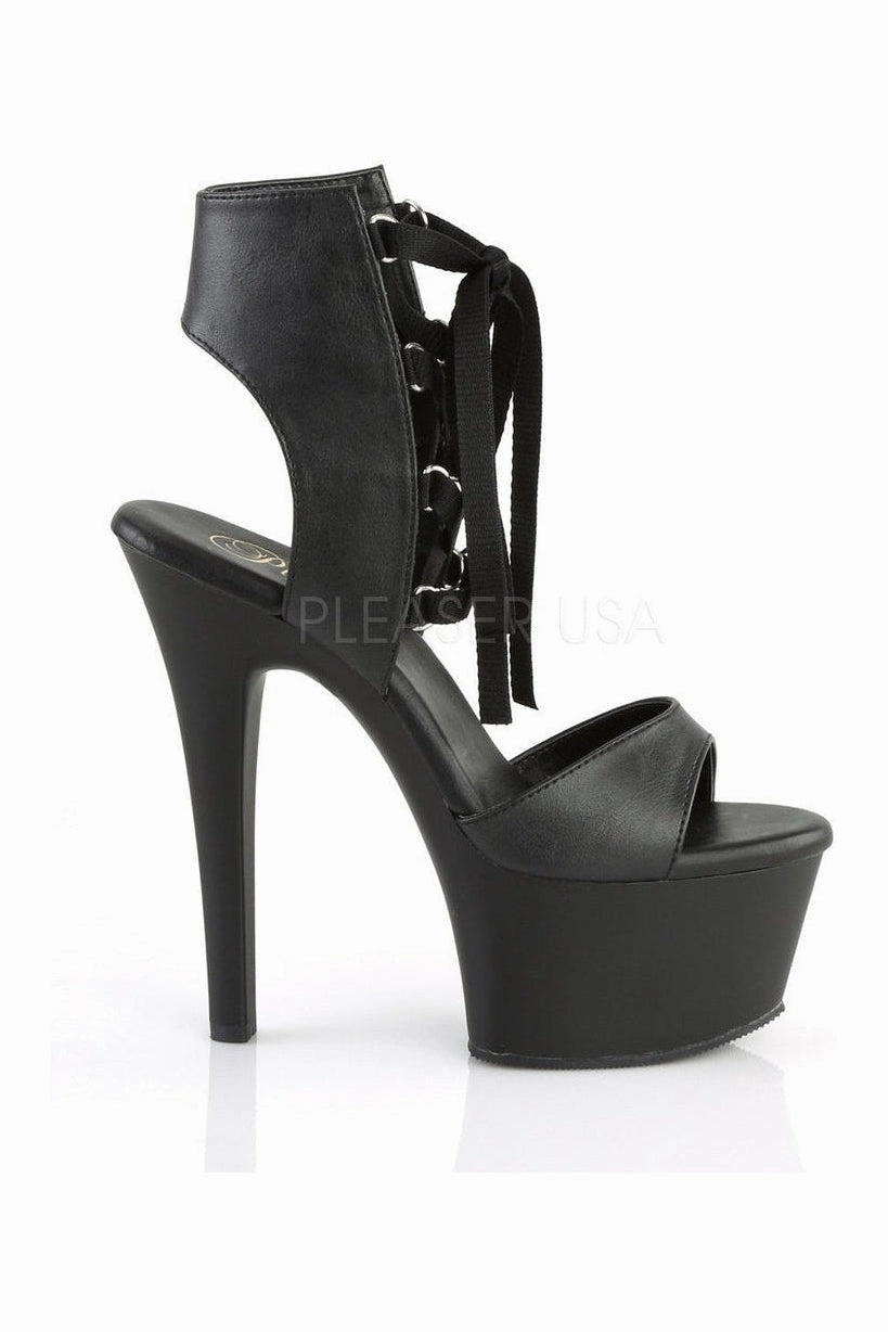 ASPIRE-600-14 Platform Sandal  | Black Faux Leather