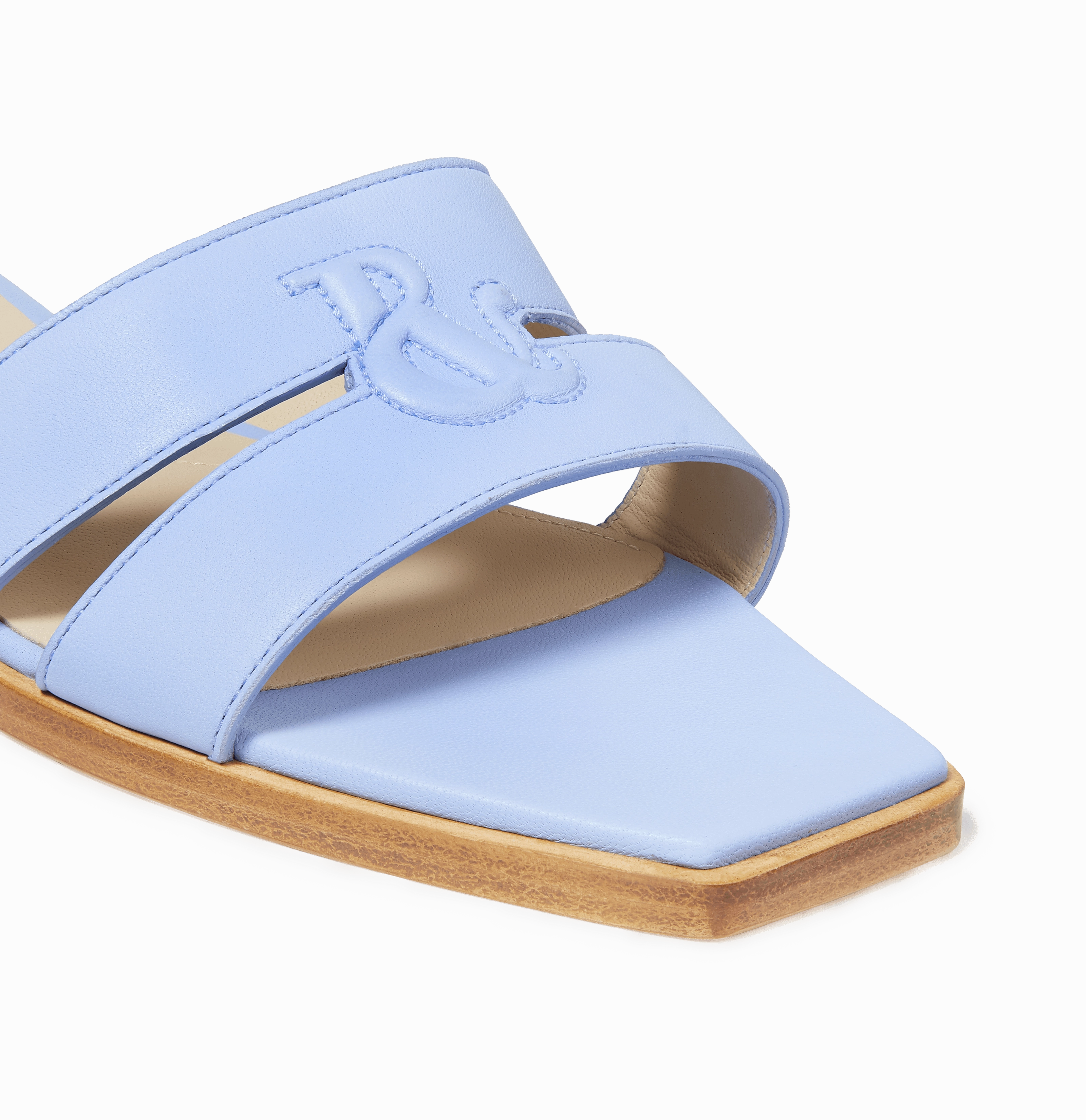 Blue Nappa Strap Slides