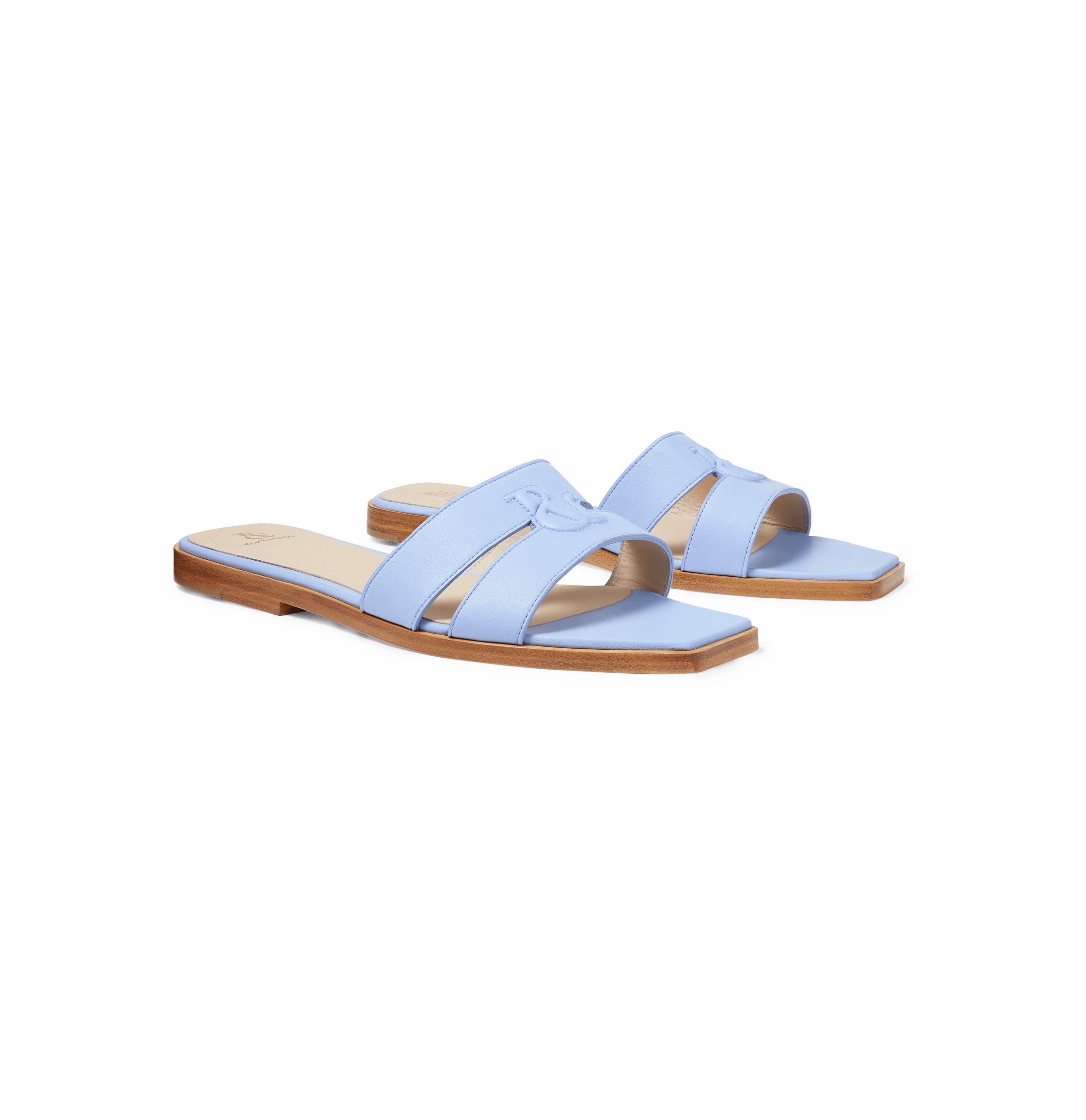 Blue Nappa Strap Slides