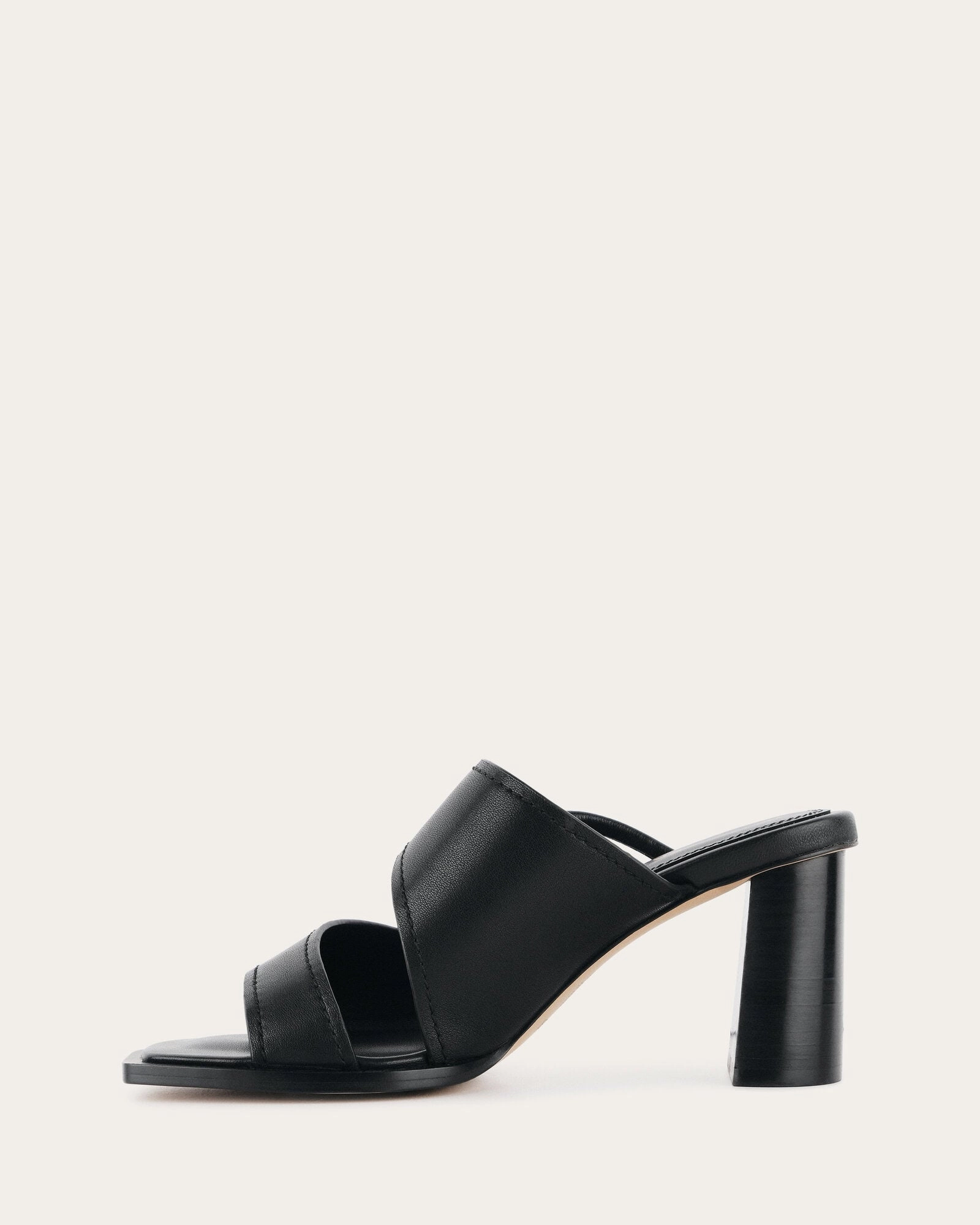 CAMMY MID HEEL SANDALS BLACK LEATHER