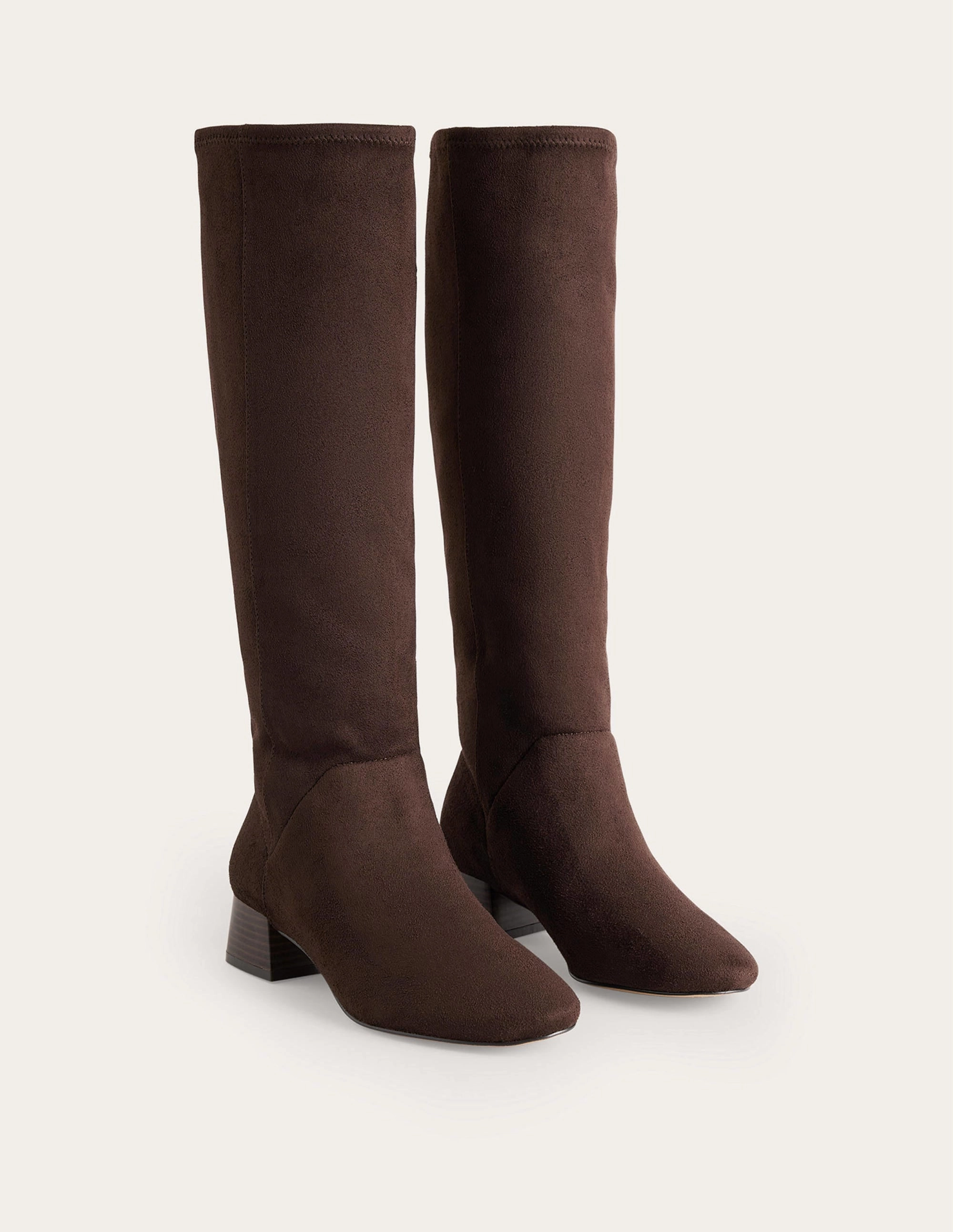 Cara Flat Stretch Knee Boots-Mahogany