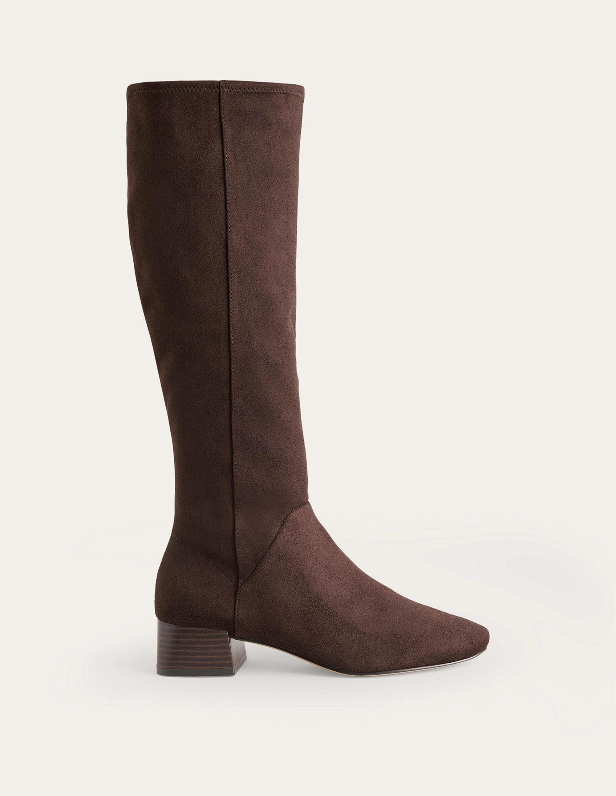 Cara Flat Stretch Knee Boots-Mahogany