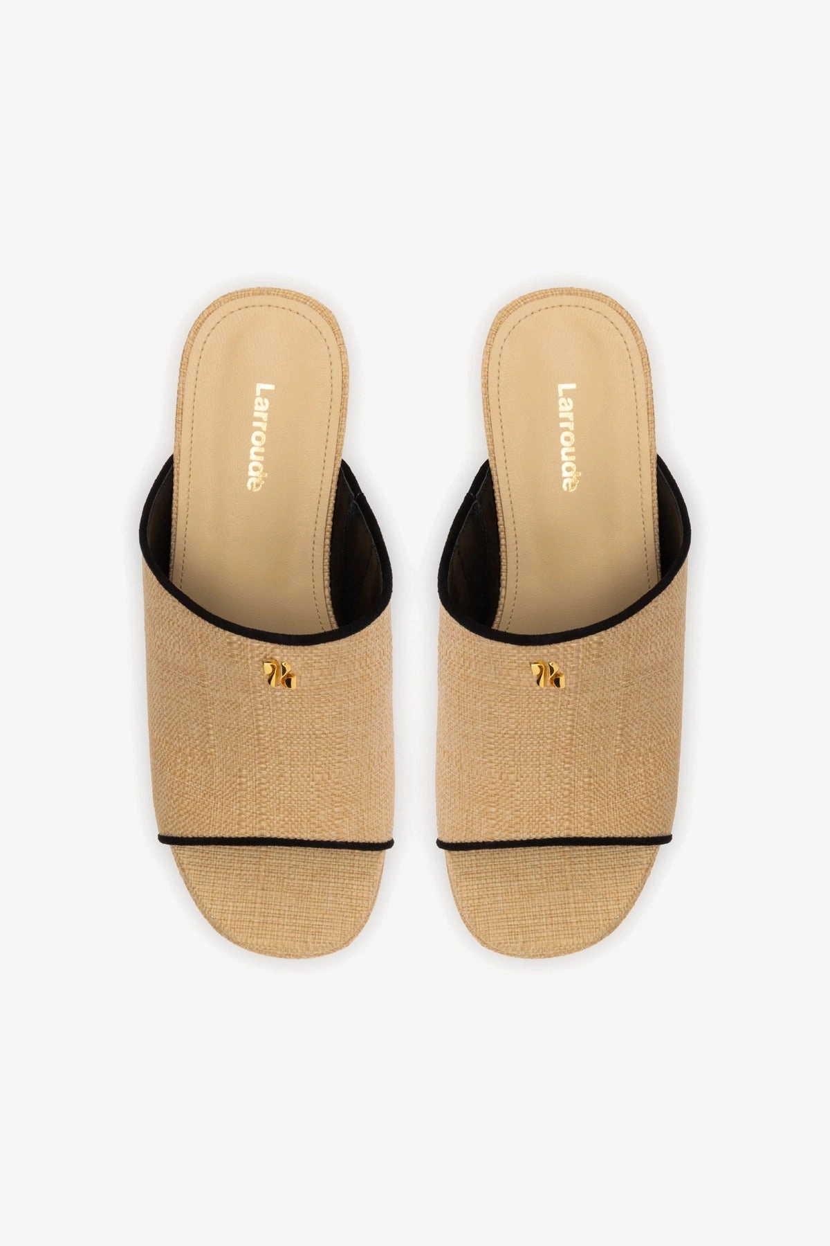 Charli Mule In Beige Raffia and Black Trimming