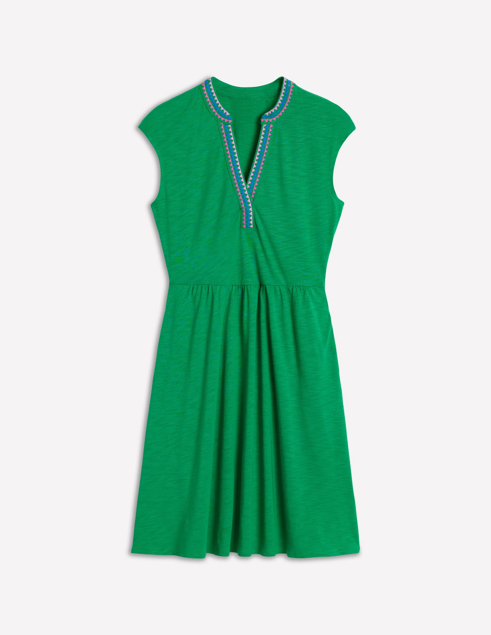 Chloe Embroidered Short Dress-Rich Emerald