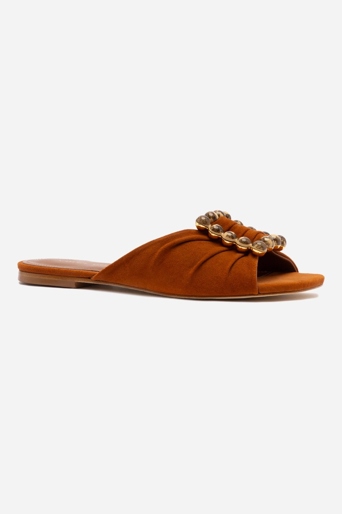 Chloe Gosselin by Larroudé Nova Flat In Chestnut Suede