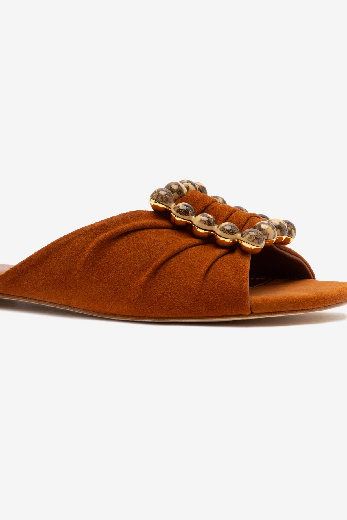 Chloe Gosselin by Larroudé Nova Flat In Chestnut Suede
