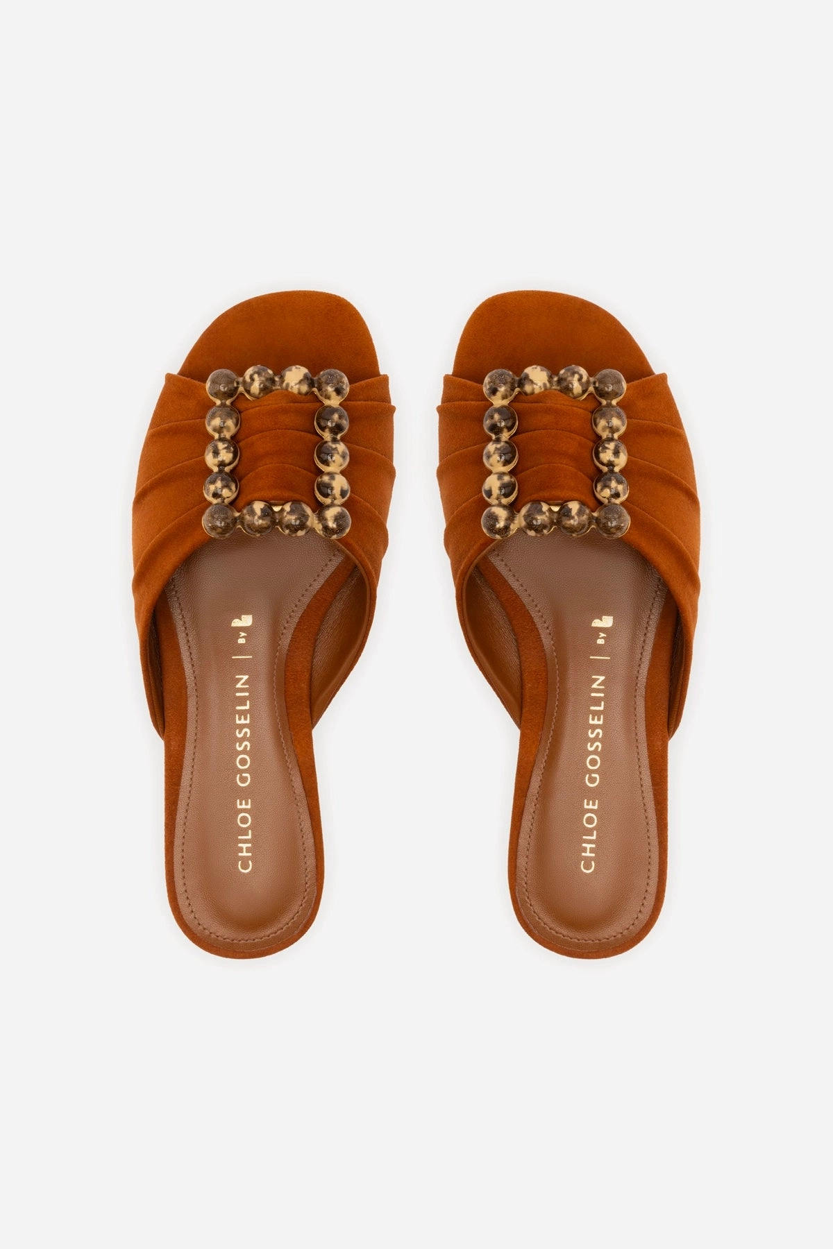 Chloe Gosselin by Larroudé Nova Flat In Chestnut Suede
