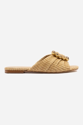 Chloe Gosselin by Larroudé Nova Flat In Natural Raffia
