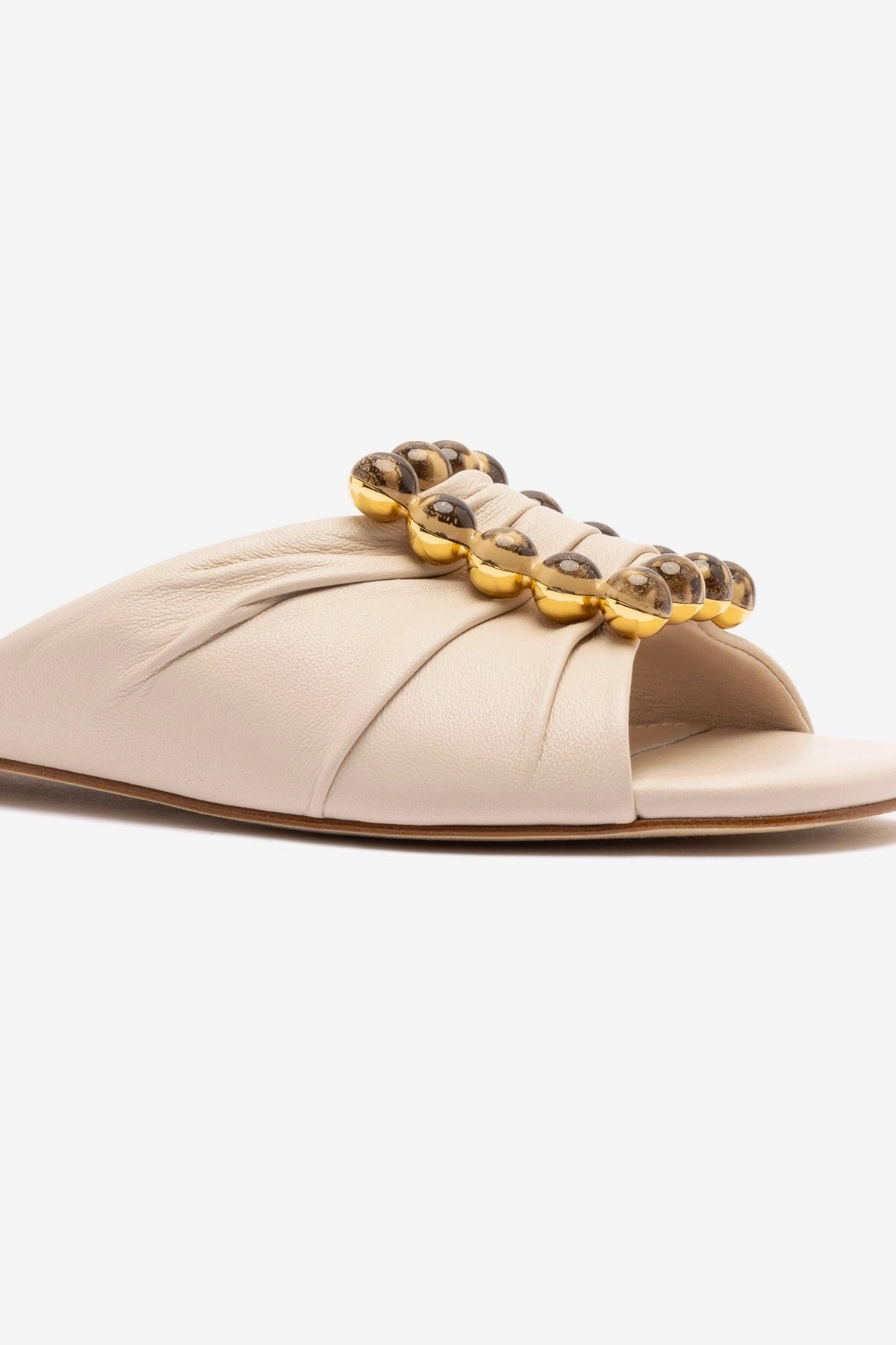Chloe Gosselin by Larroudé Nova Flat In Puff Cream Leather