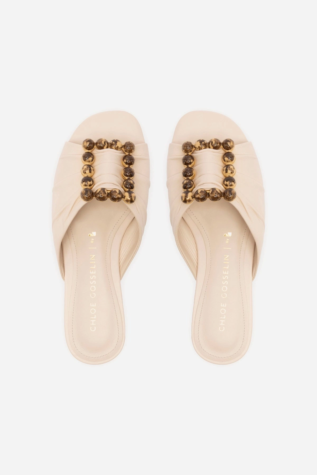 Chloe Gosselin by Larroudé Nova Flat In Puff Cream Leather