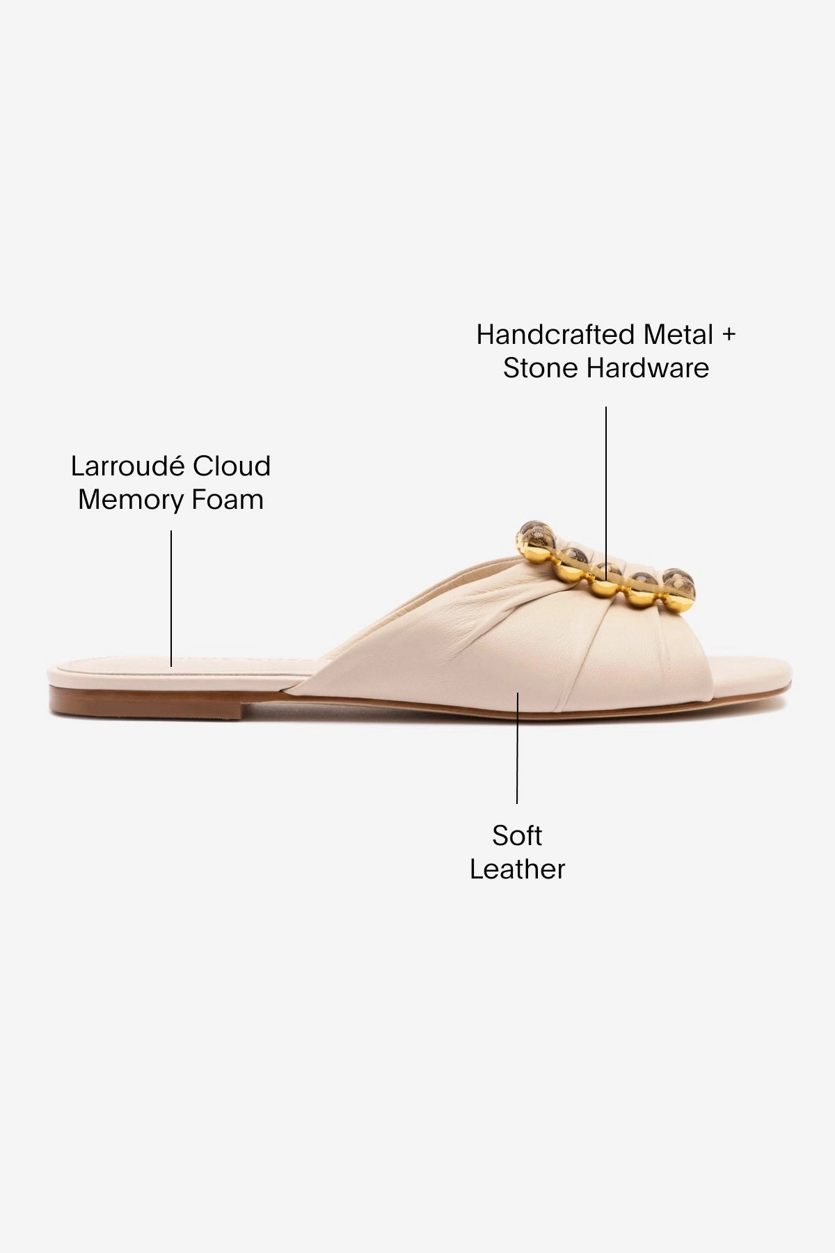 Chloe Gosselin by Larroudé Nova Flat In Puff Cream Leather