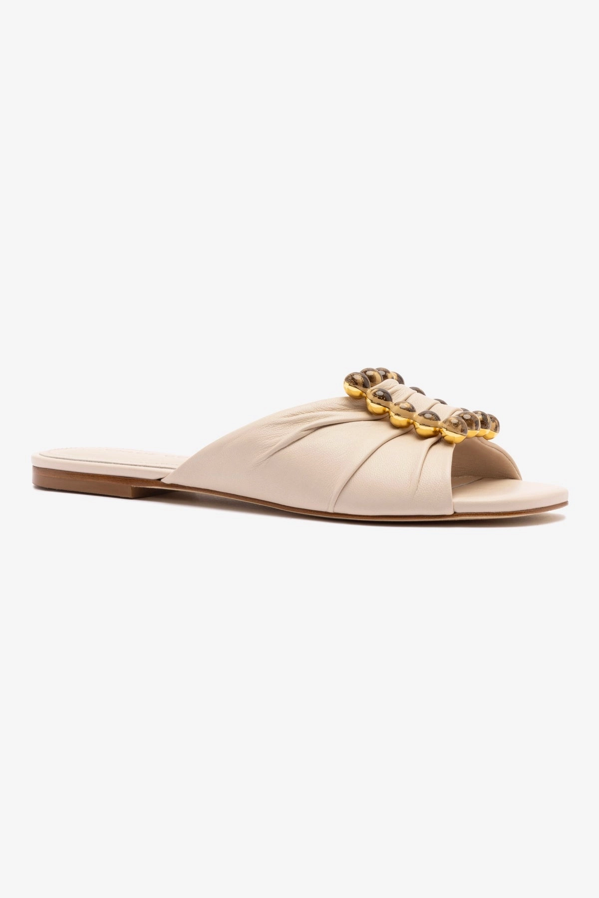 Chloe Gosselin by Larroudé Nova Flat In Puff Cream Leather