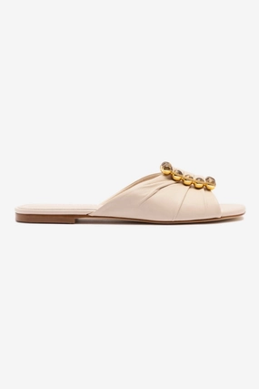 Chloe Gosselin by Larroudé Nova Flat In Puff Cream Leather