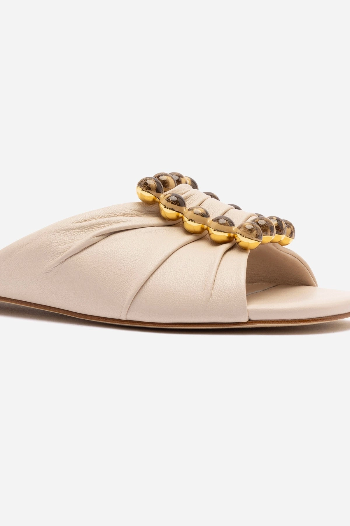 Chloe Gosselin by Larroudé Nova Flat In Puff Cream Leather