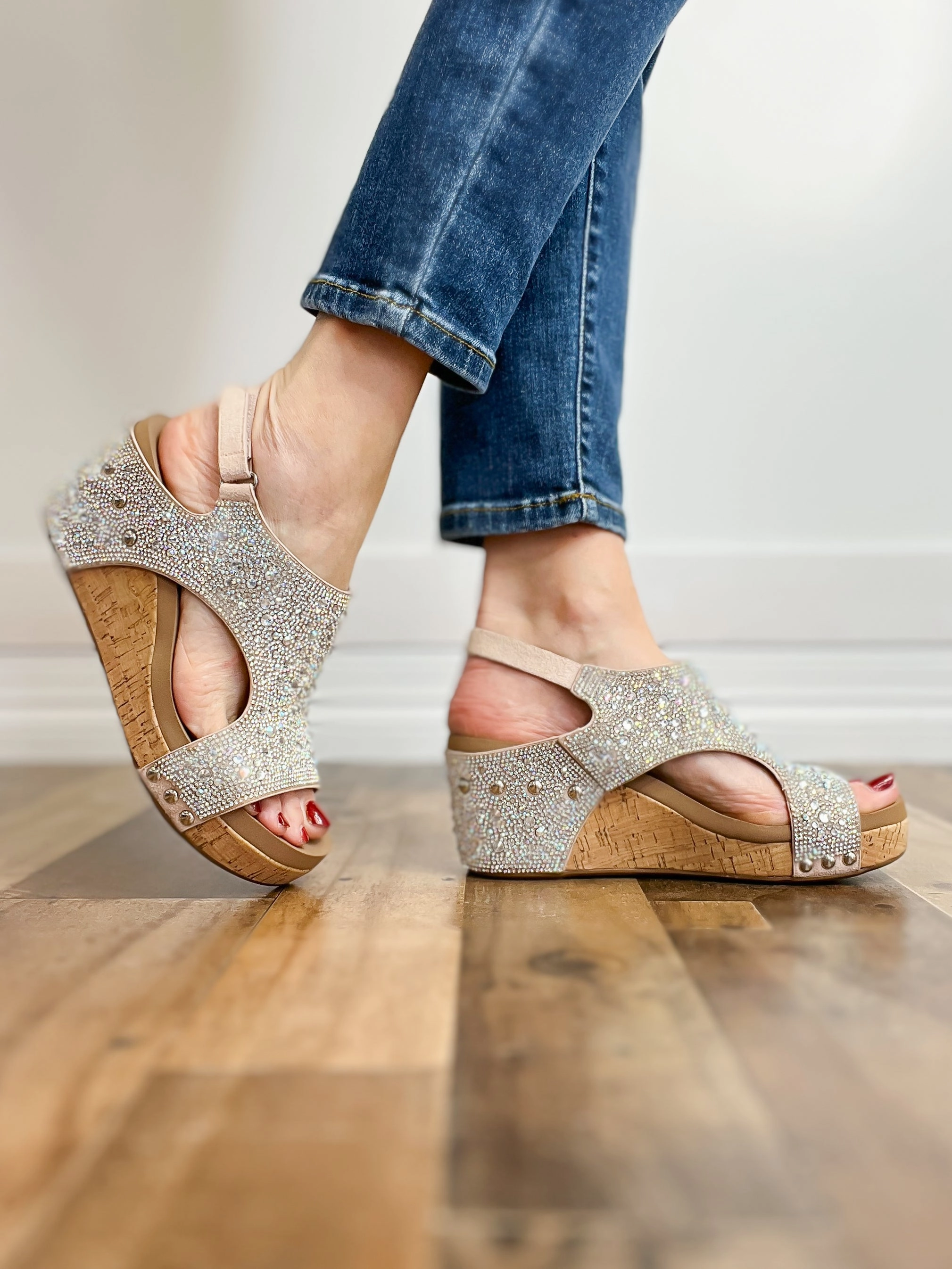Corkys Ashley Wedge Sandals in Clear Rhinestones