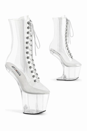 CRAZE-1040C Clear Vinyl Ankle Boot