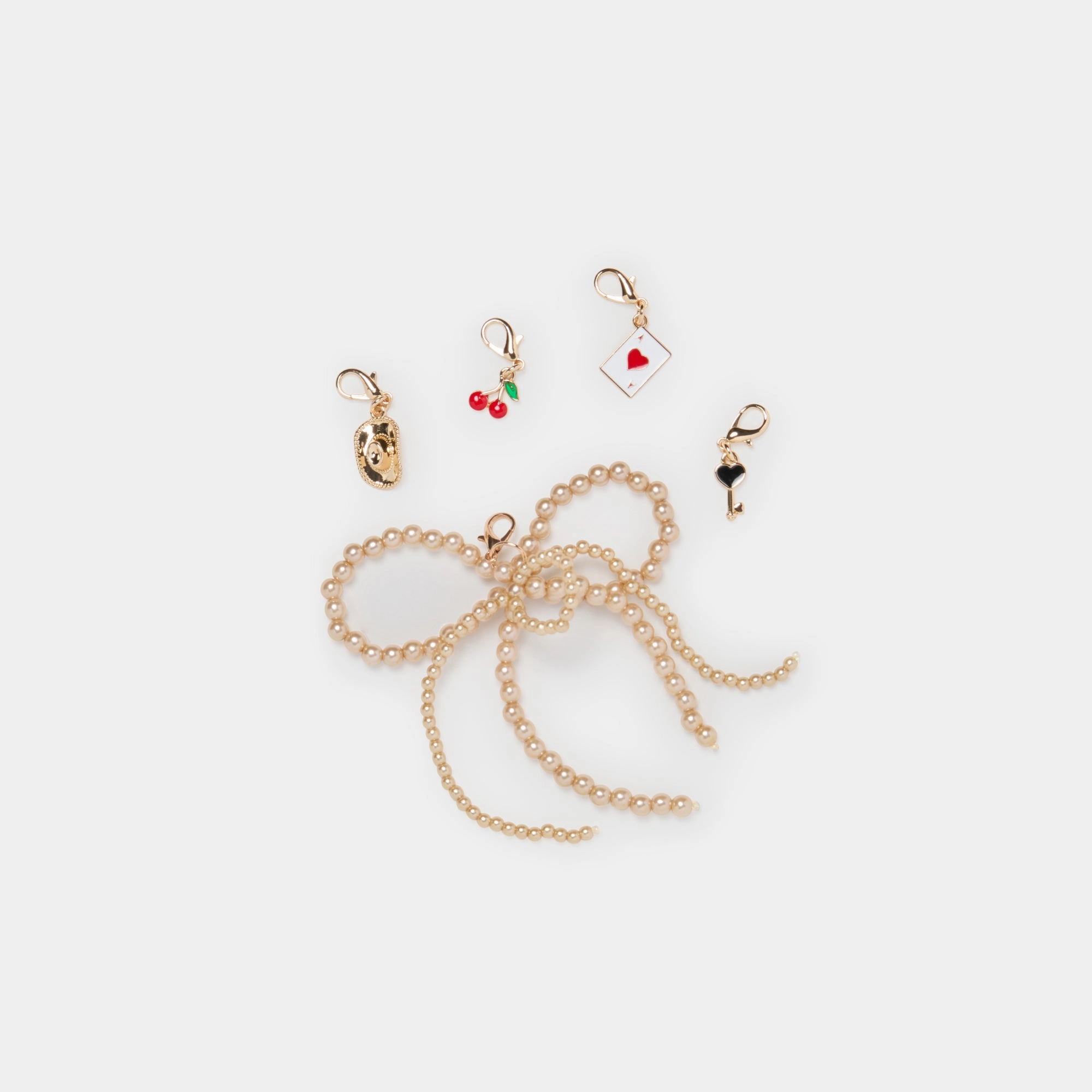 DANIE SNEAKERS WHITE LEATHER   GOLD BOW CHARM BUNDLE