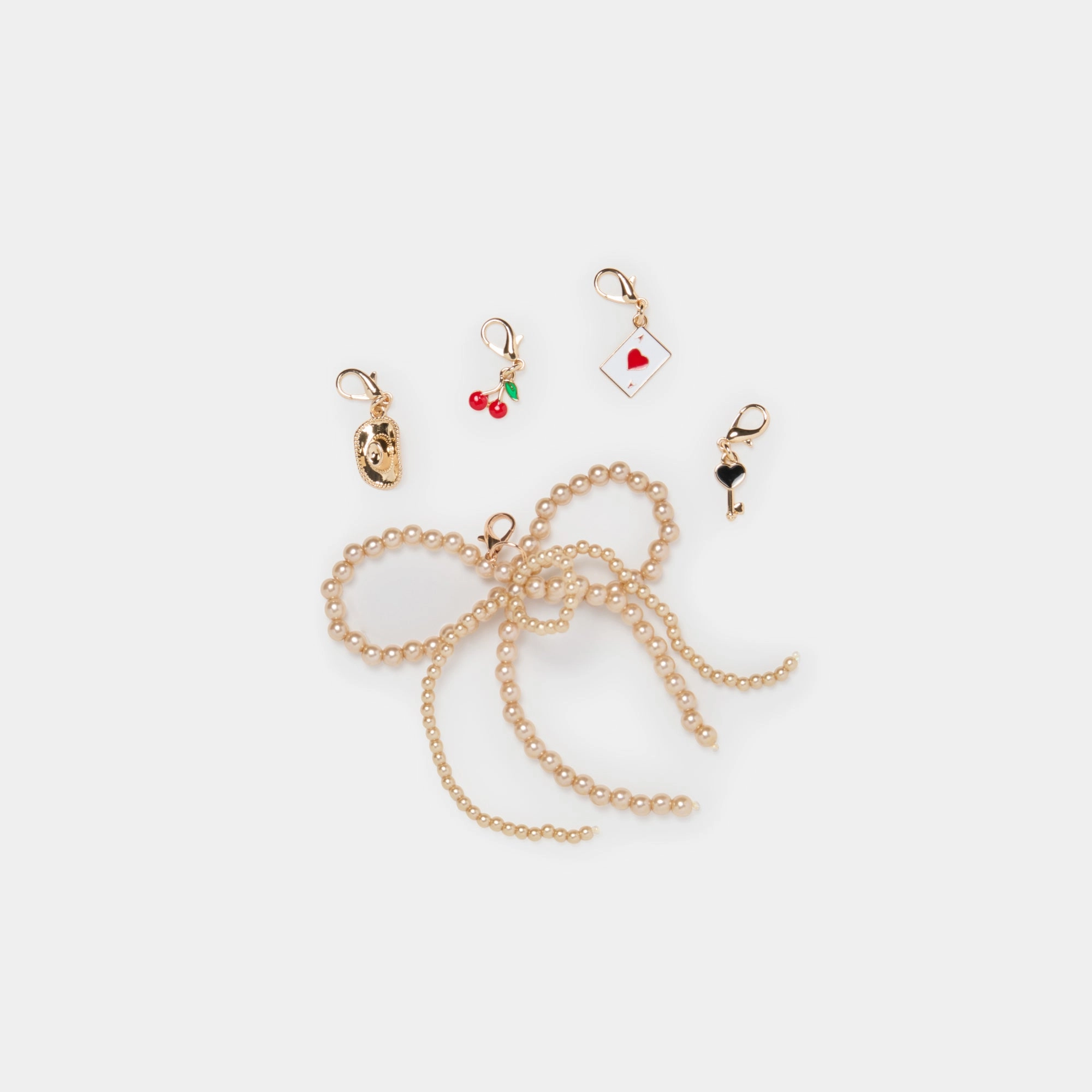 DANIE SNEAKERS WHITE LEATHER   GOLD BOW CHARM BUNDLE
