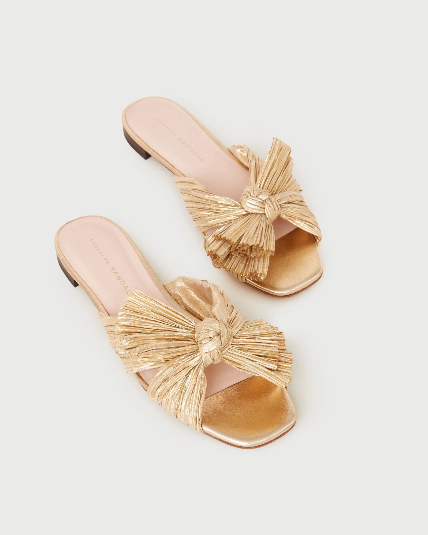 Daphne Gold Pleated Bow Slide