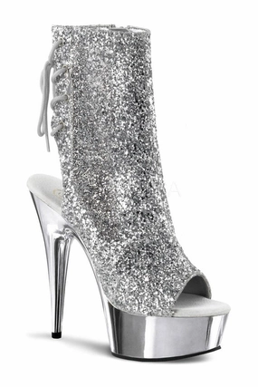 DELIGHT-1018G Platform Boot  | Silver Glitter