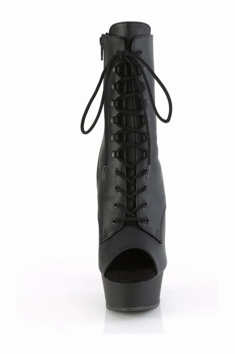 DELIGHT-1021 Black Faux Leather Ankle Boot