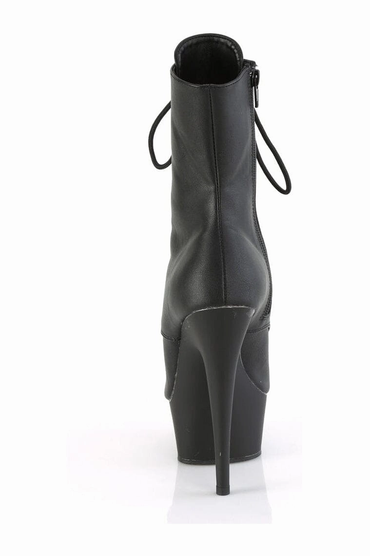 DELIGHT-1021 Black Faux Leather Ankle Boot