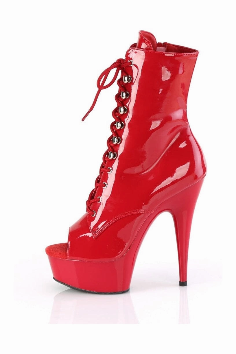 DELIGHT-1021 Red Patent Ankle Boot