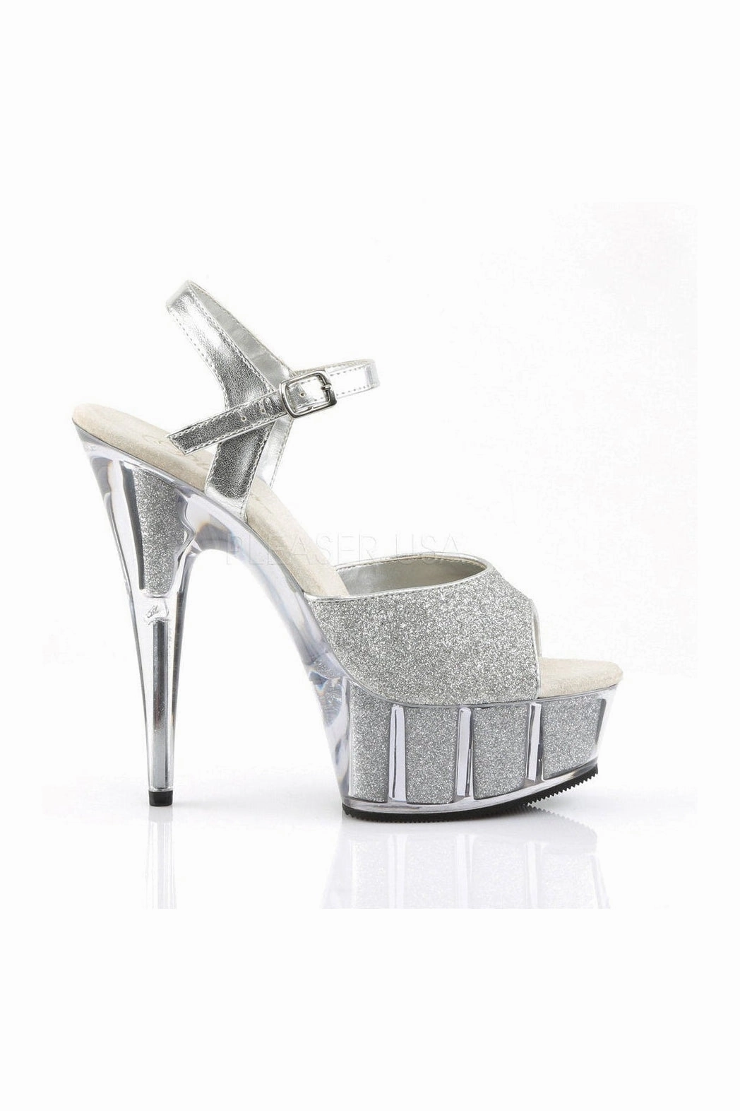 DELIGHT-609-5G Platform Sandal  | Silver Glitter
