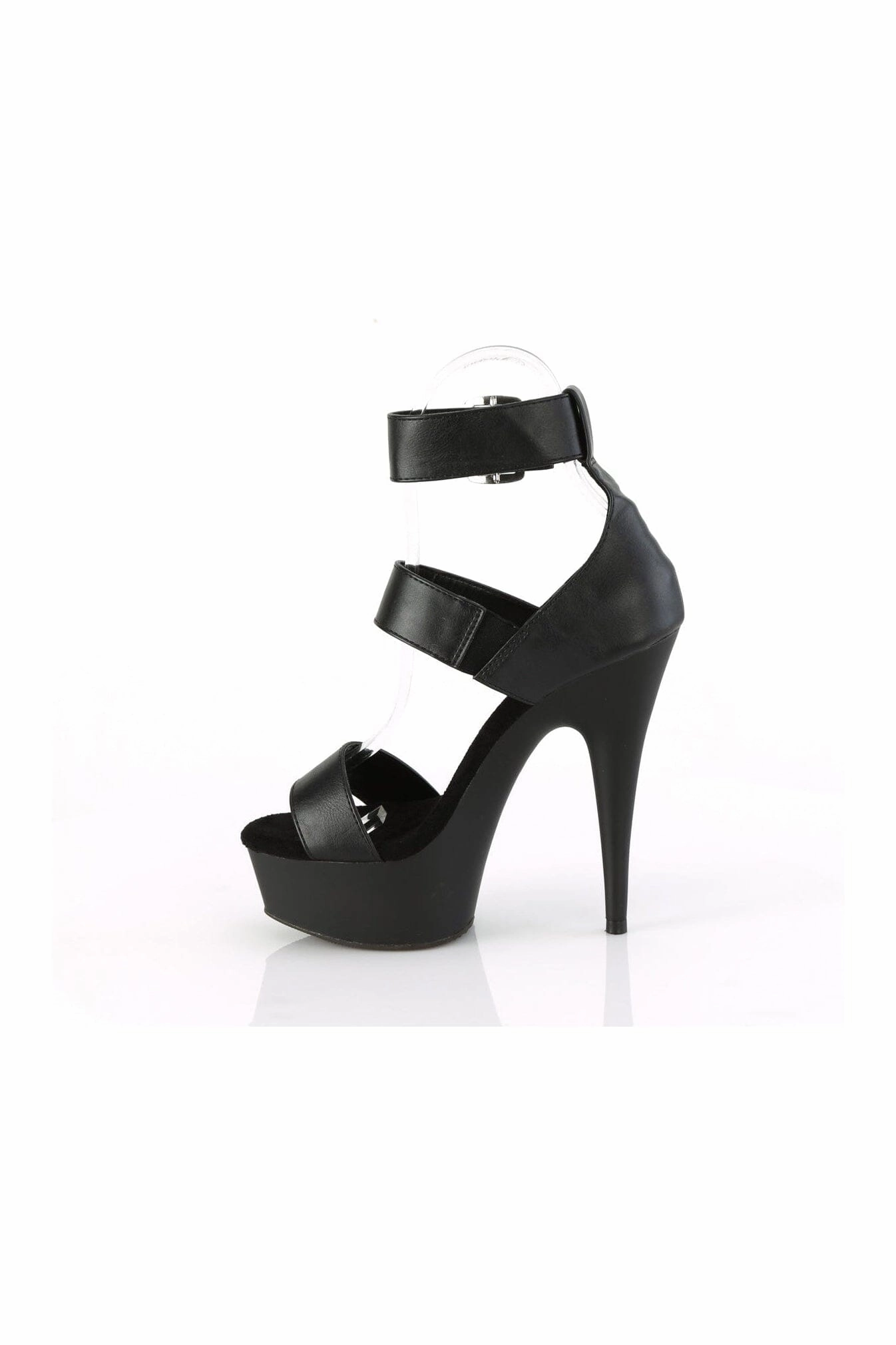 DELIGHT-629 Black Faux Leather Sandal