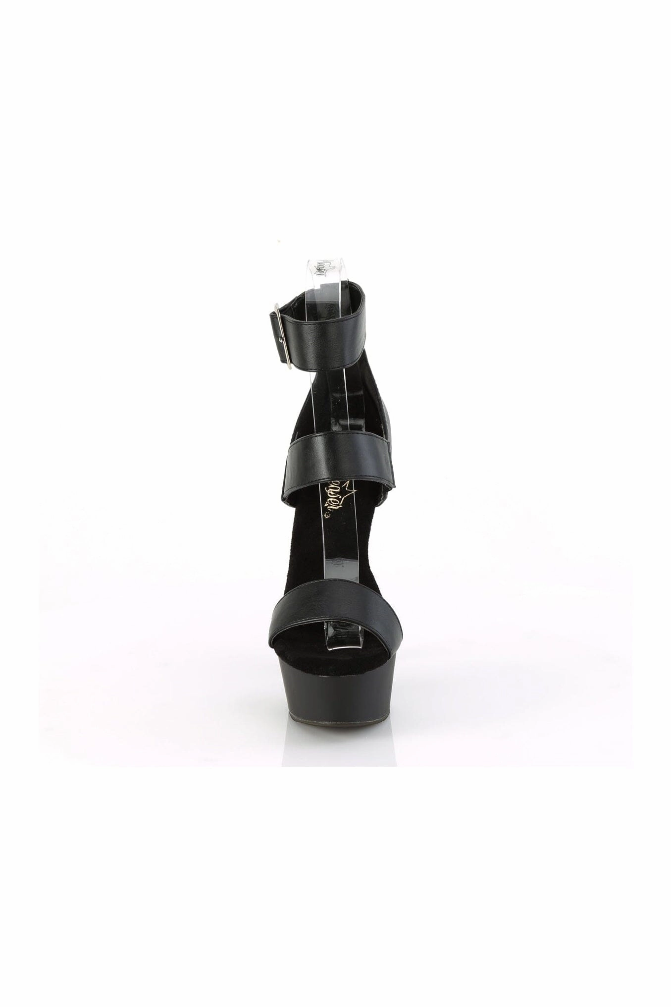 DELIGHT-629 Black Faux Leather Sandal