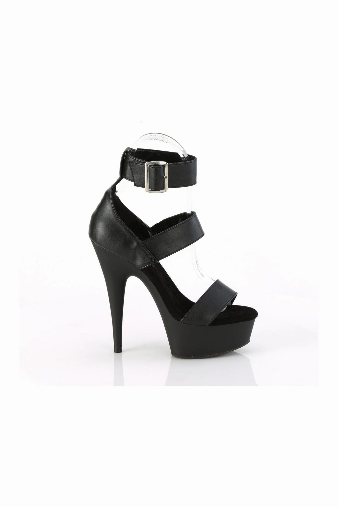 DELIGHT-629 Black Faux Leather Sandal