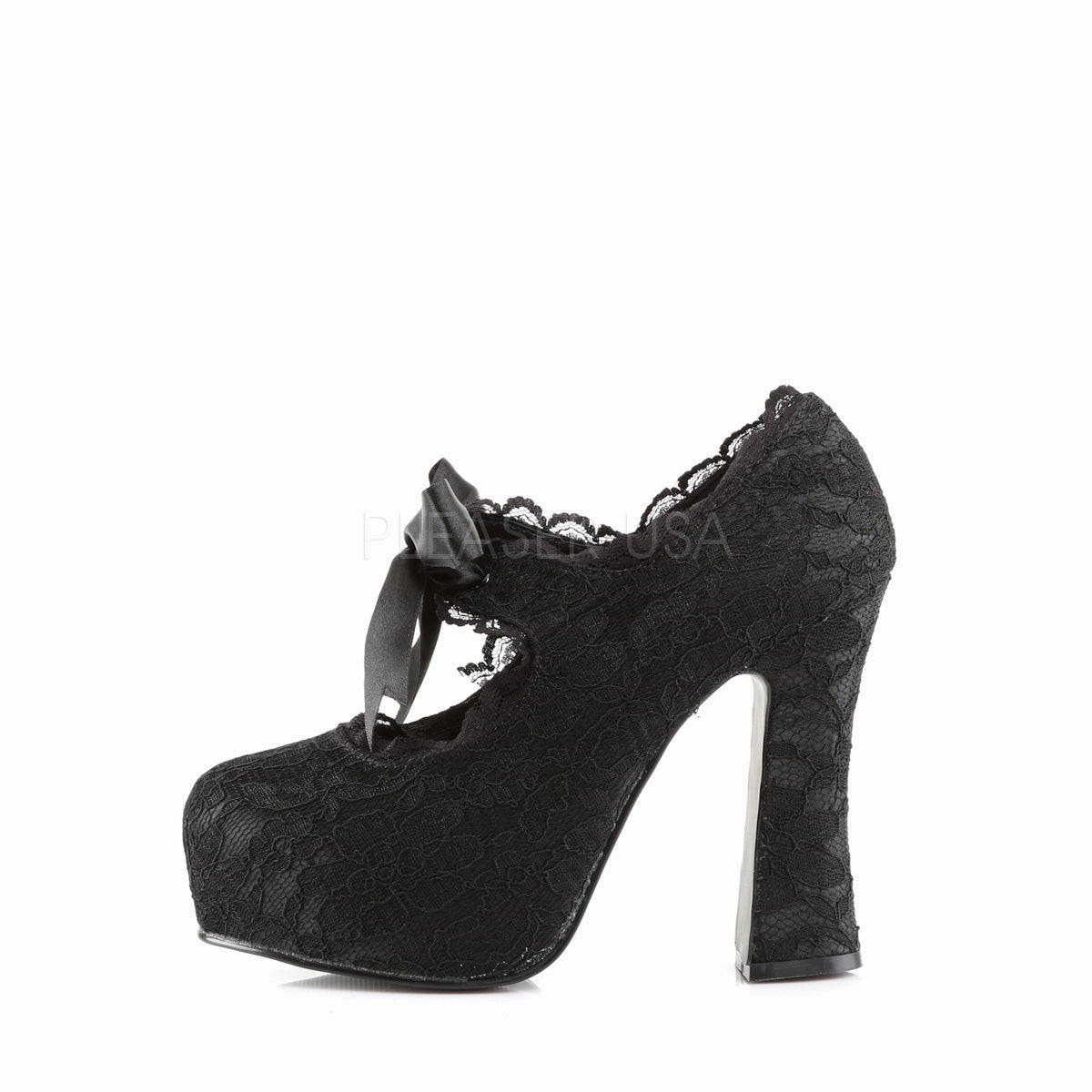 DEMON-11  Black Satin-Black Lace