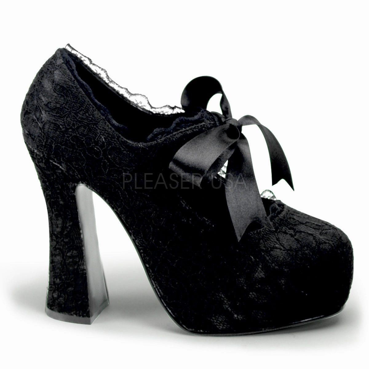 DEMON-11  Black Satin-Black Lace