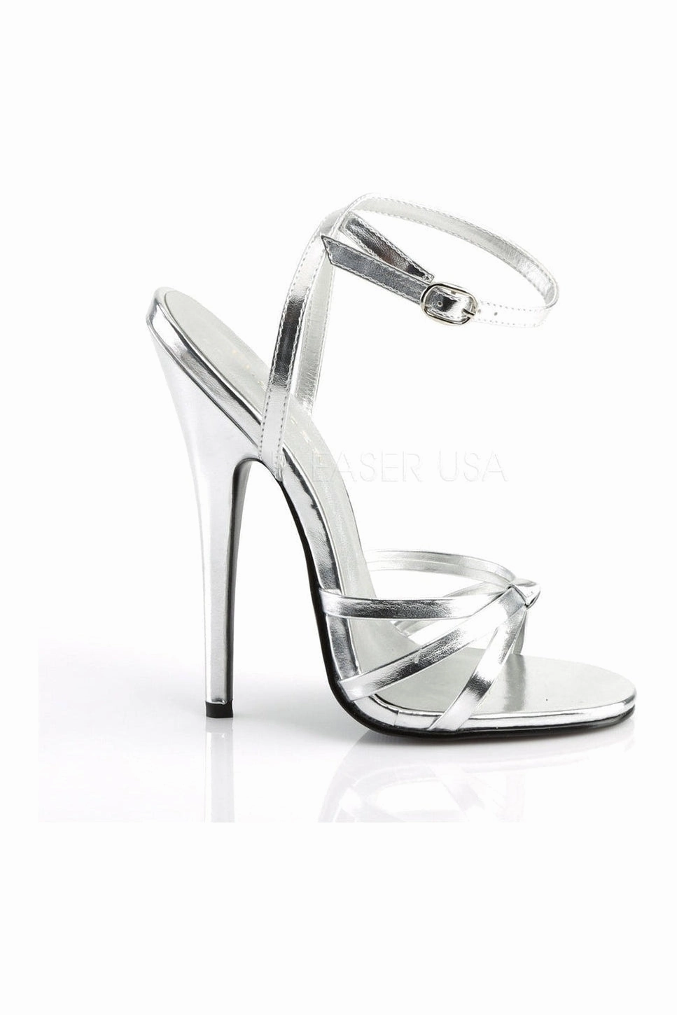 DOMINA-108 Sandal  | Silver Faux Leather