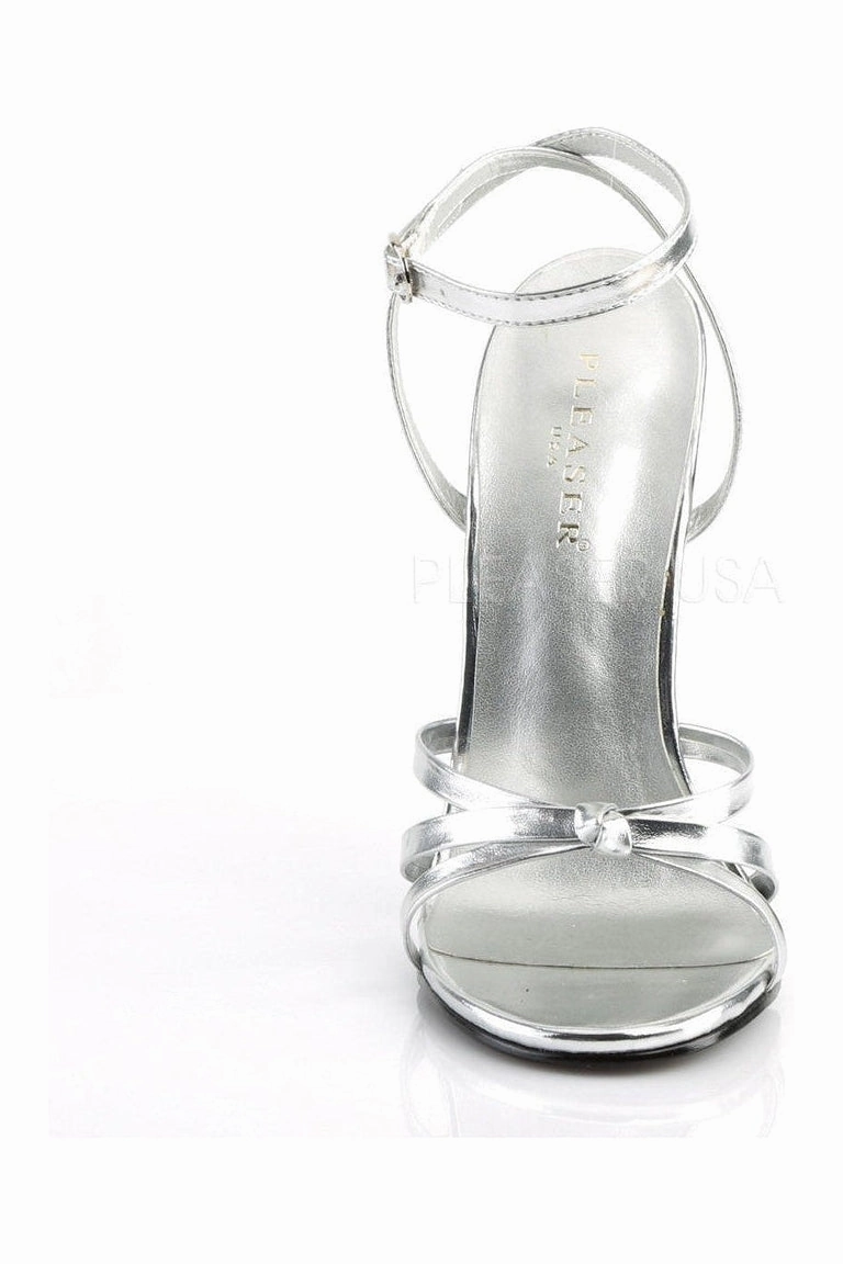 DOMINA-108 Sandal  | Silver Faux Leather