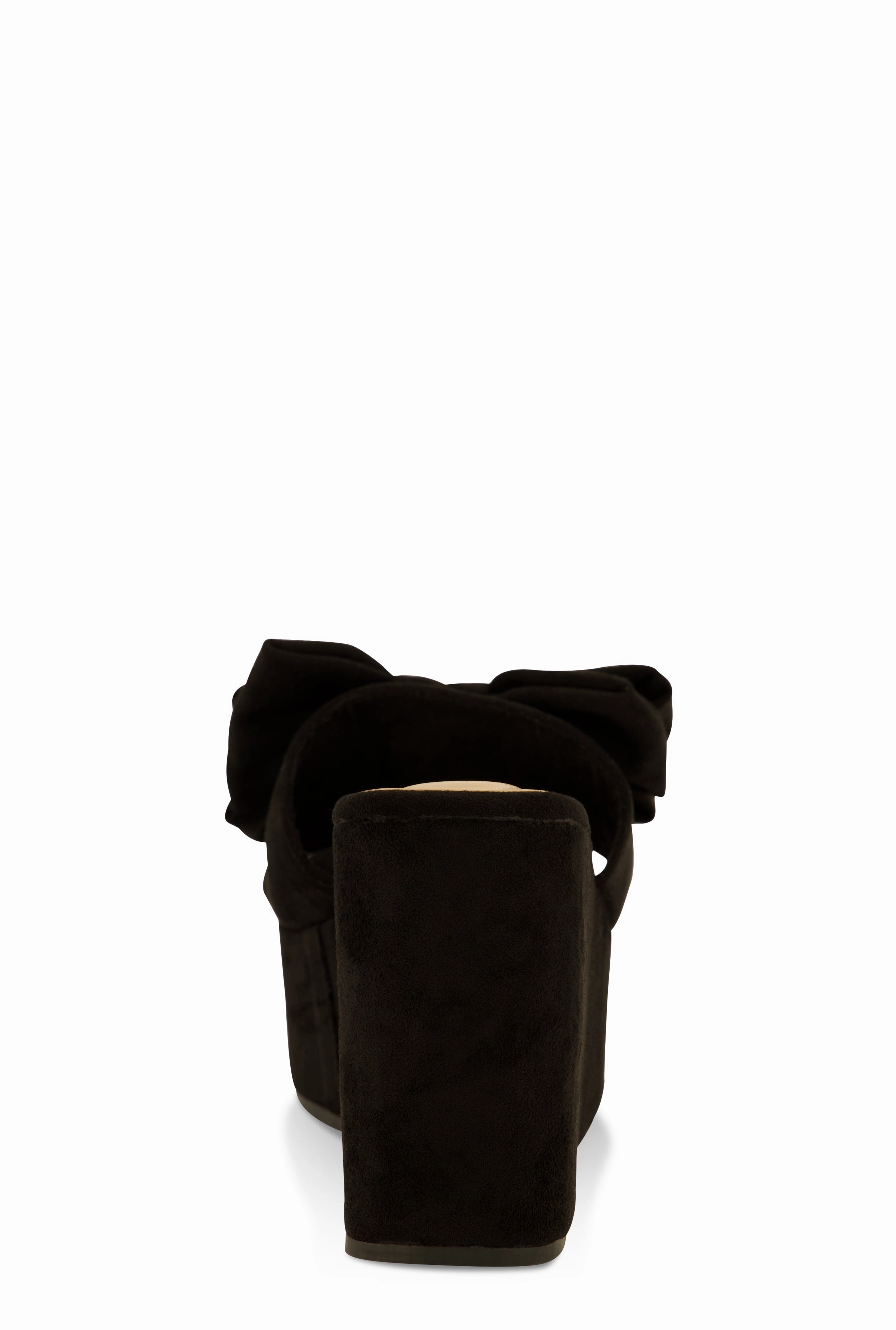 Double Bow Band Wedge Slide Sandals