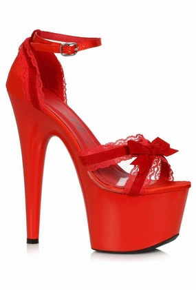 Ellie 709-SCARLET 7" Lace And Velvet Sandal
