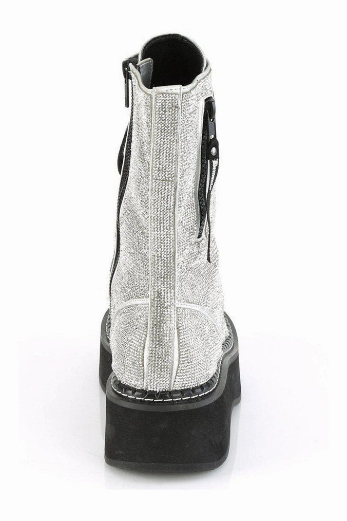 EMILY-362 Knee Boot | Silver Faux Leather