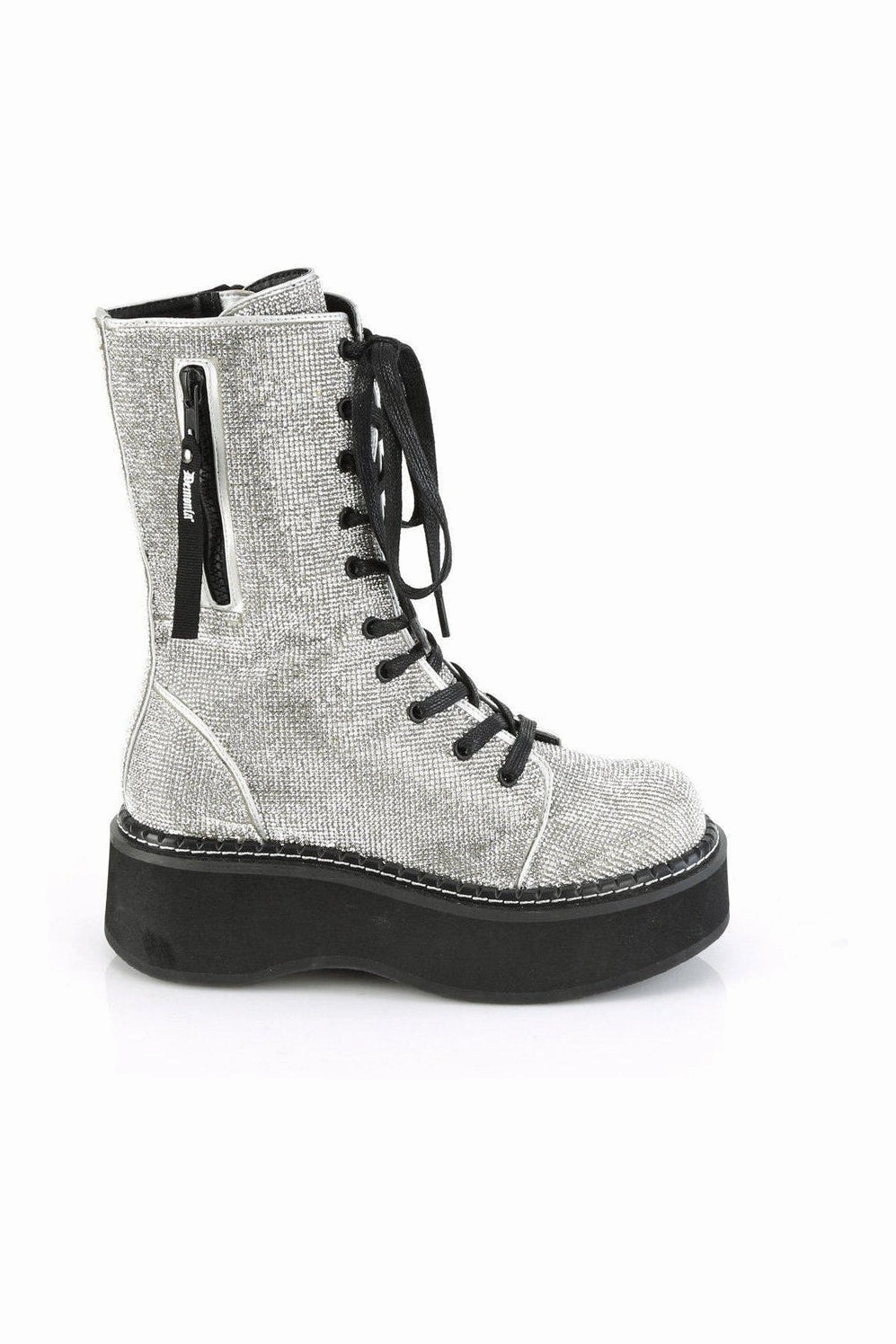 EMILY-362 Knee Boot | Silver Faux Leather