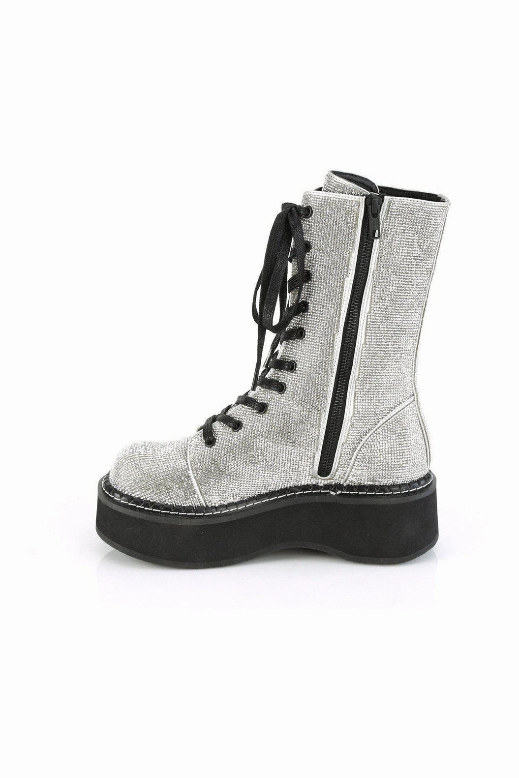 EMILY-362 Knee Boot | Silver Faux Leather