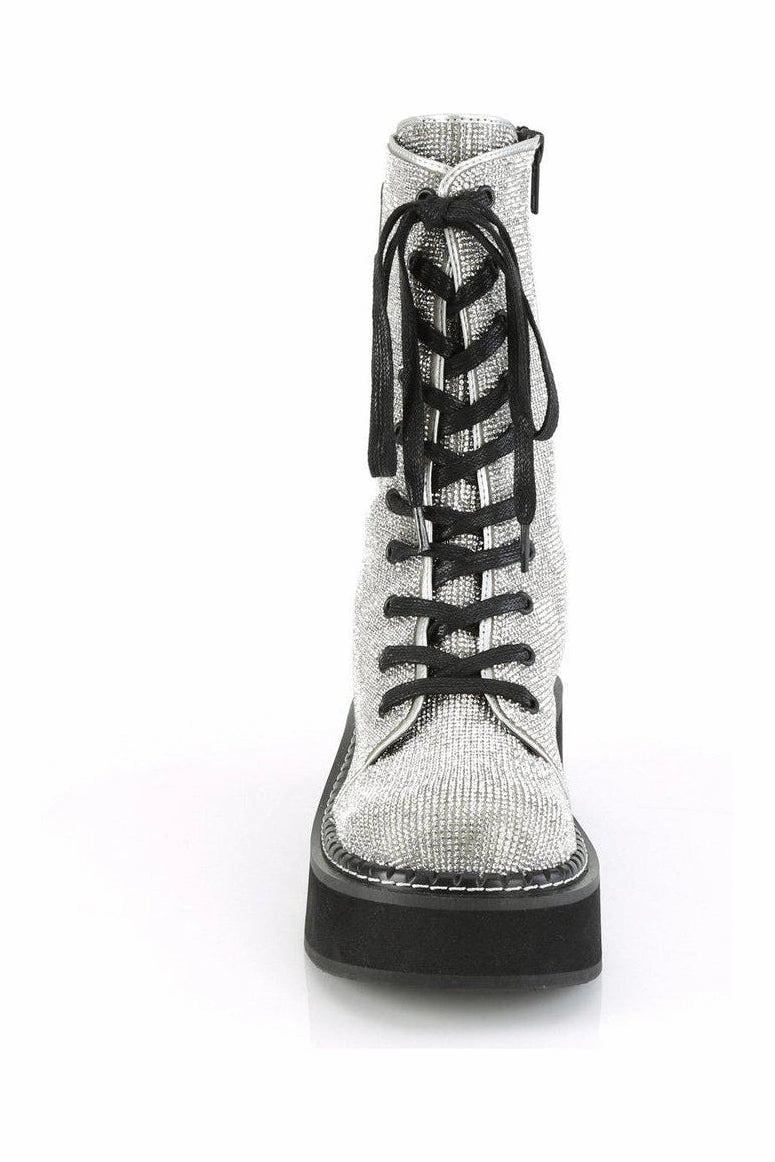 EMILY-362 Knee Boot | Silver Faux Leather