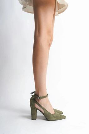 Euanthe | Sage Green Suede High Heels