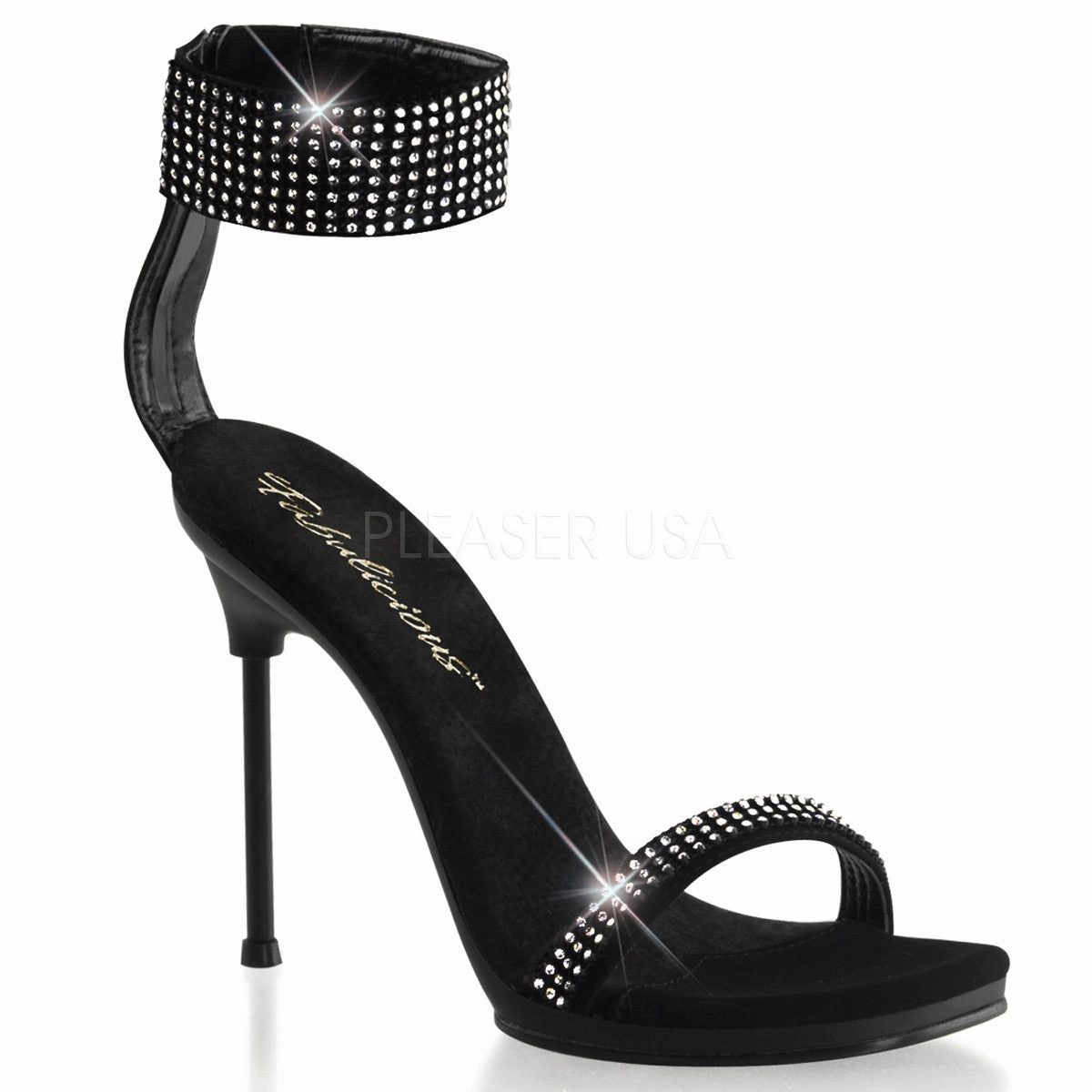 FABULICIOUS CHIC-40 Black Nubuck-Black Ankle Strap Sandals